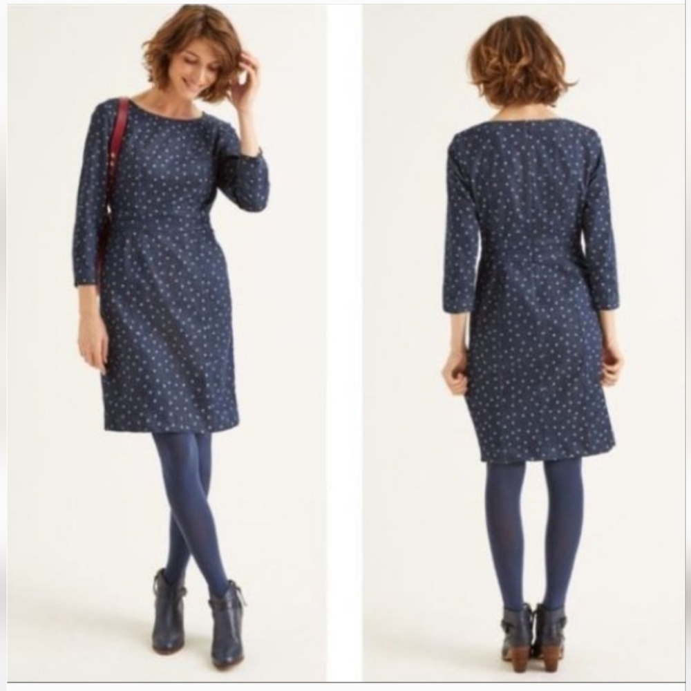 Boden Denim Dot Dress Size 14